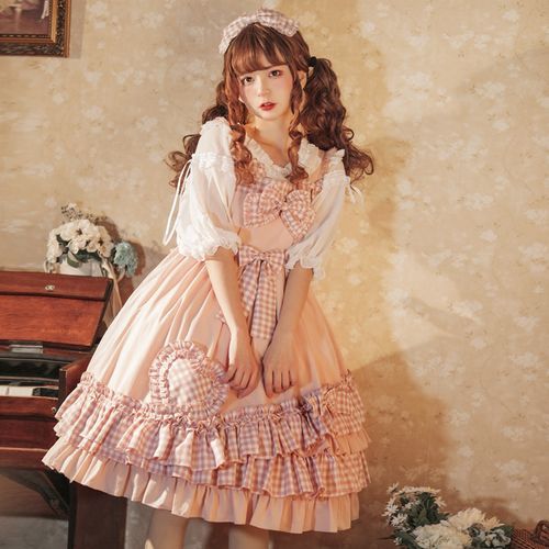 Spaghetti Strap Bow Two Tone Lolita A-Line Dress