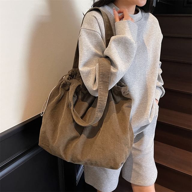 Hikuozy-Plain Corduroy Tote Bag