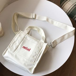Embroidered Lettering Mini Canvas CrossBody