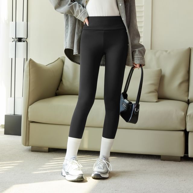 Magimomo-Plain Fleece Lined Leggings