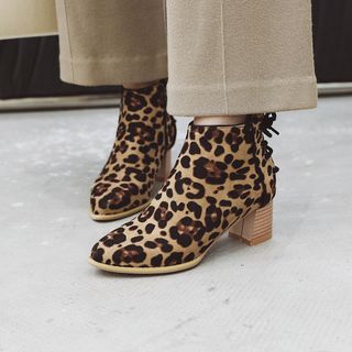 animal print block heel boots