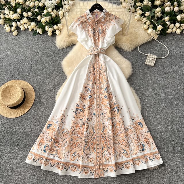 knee length dresses for ladies Banana Republic Navy Paisley Print Sleeveless A-Line Dress main image 1
