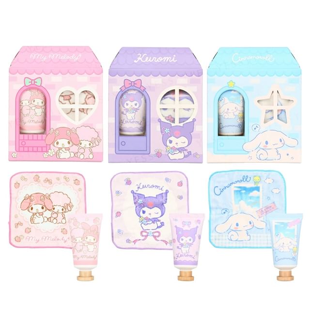SHOBIDO-Sanrio Hand Cream Mini Towel Set - Kit de Creme para as Mãos e Mini Toalha