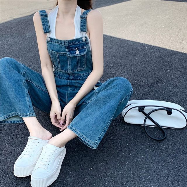 Yako PocketDetail Denim Jumpsuit YesStyle