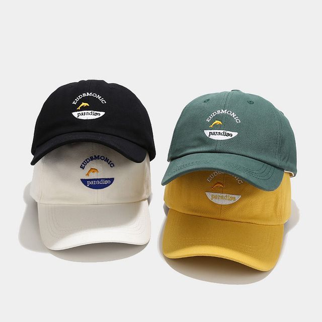 Lettering Dolphin Embroidered Baseball 