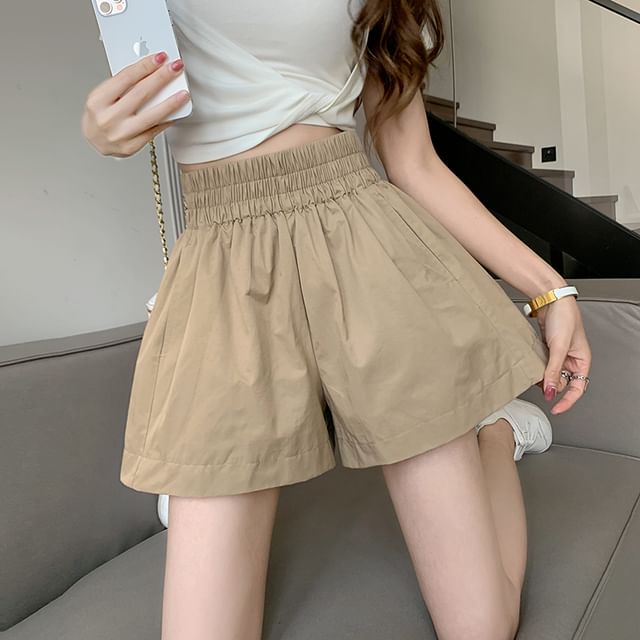 Dragan Pulse-High Waist Plain Wide Leg Shorts