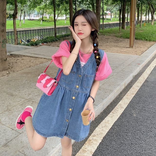 denim frock with inner