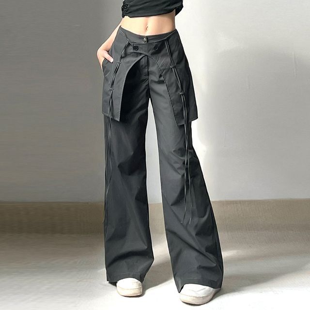 Low Waist Drawstring Striped Side Wide Leg Sweatpants