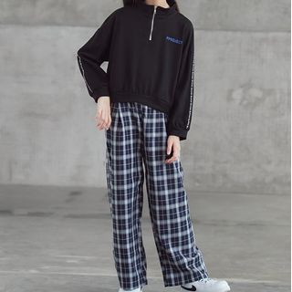 half and half plaid pants