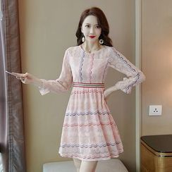 Tanzil - Long-Sleeve Mini Lace Dress Tanzil - Long-Sleeve Mini Lace Dress