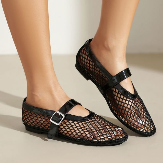 Megan-Mesh Mary Jane Flats
