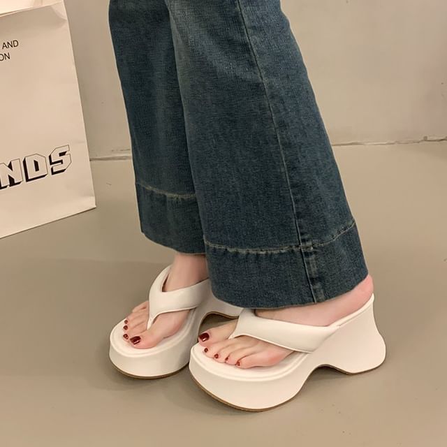 Vindler-Platform Wedge Heel Flip Flops