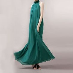 Rocho - Sleeveless Stand Collar Evening Gown