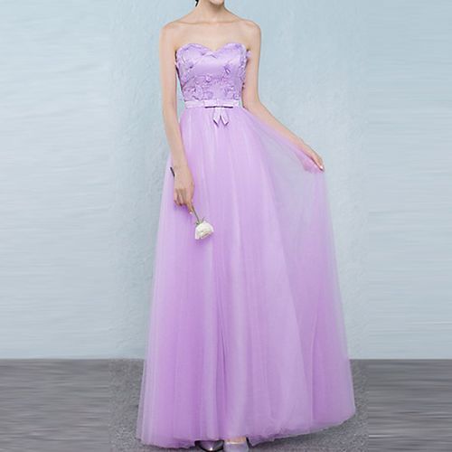 Strapless Mesh Bridesmaid Dress