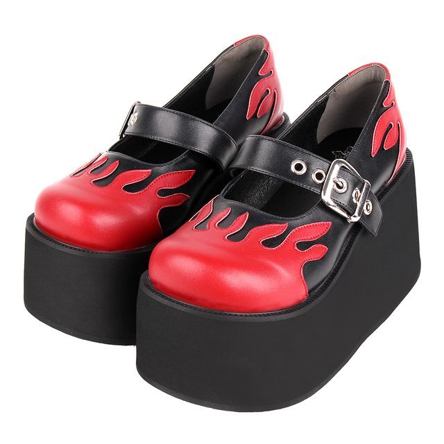 Acksun - Flame Applique Platform Mary Jane Shoes | YesStyle