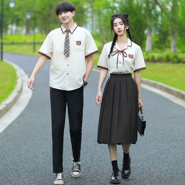 Azure Couple Matching Elbow-Sleeve Lapel Collar Applique