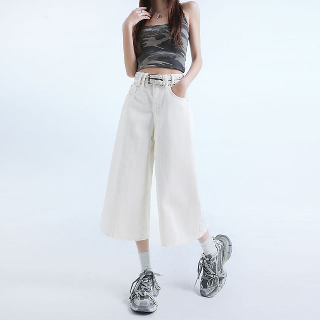 Denimot-Mid Waist Wide Leg Jorts
