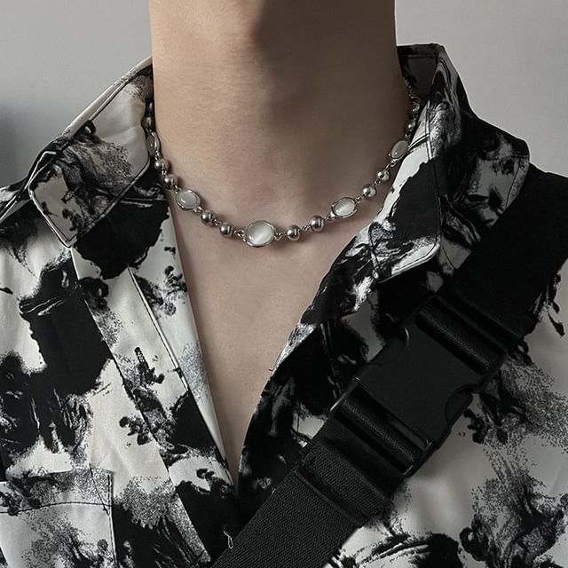 Kopesh-Moonstone Stainless Steel Choker