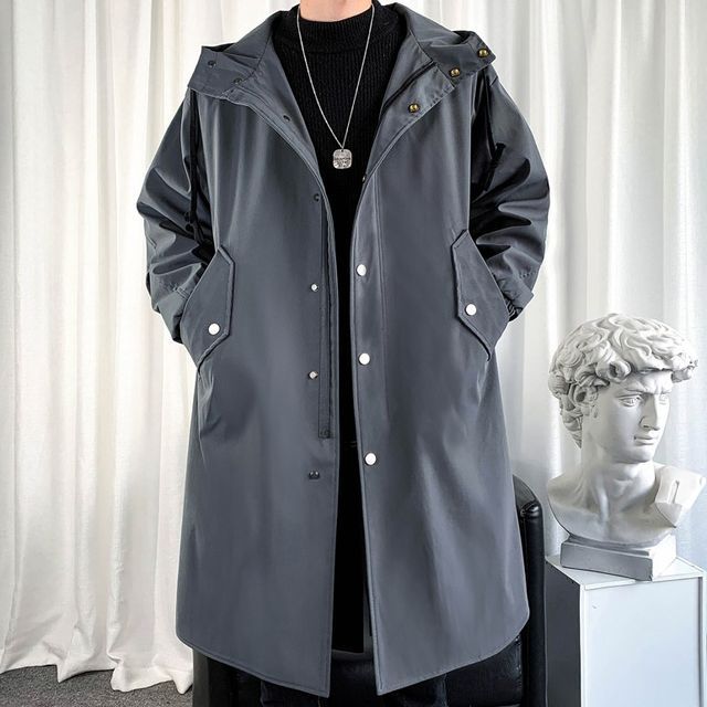 Freehop-Padded Hooded Button-Up Trench Coat