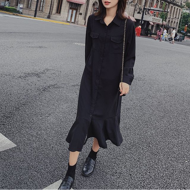 a line midi shirt dress