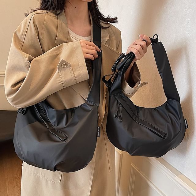 EAVALURE-Plain Fabric Crossbody Bag