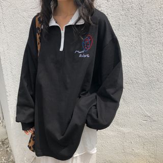 half zip collared sweatshirt