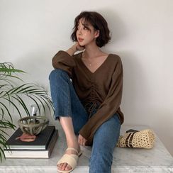 MERONGSHOP - Drawstring Summer Knit Top MERONGSHOP - Drawstring Summer Knit Top