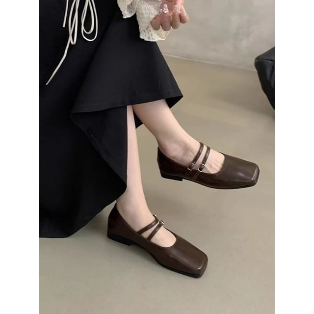 Anran-Faux-Leather Mary Jane Flats