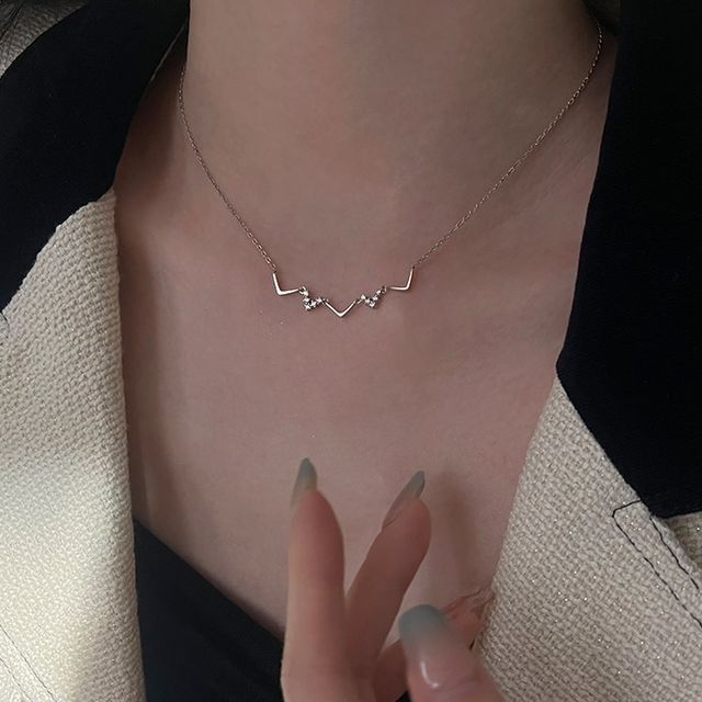 Toinianimos-Rhinestone Sterling Silver Necklace
