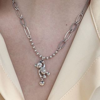 silver bear necklace