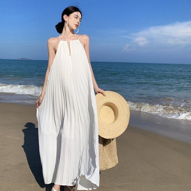 spaghetti strap halter neck dress Amazon.com: Resnan Women's Casual Sleeveless Halter Neck Dress Side Slit Solid Color Midi Dress Adjustable Spaghetti Straps Sexy Backless (as1, Alpha, s, Regular, Regular, Black, Large) : Clothing, Shoes & Jewelry