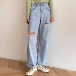 Ashlee - Cutout Straight Leg Jeans