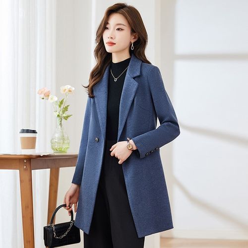 Princess Min - Notch Lapel Plain Double-Breasted Coat | YesStyle