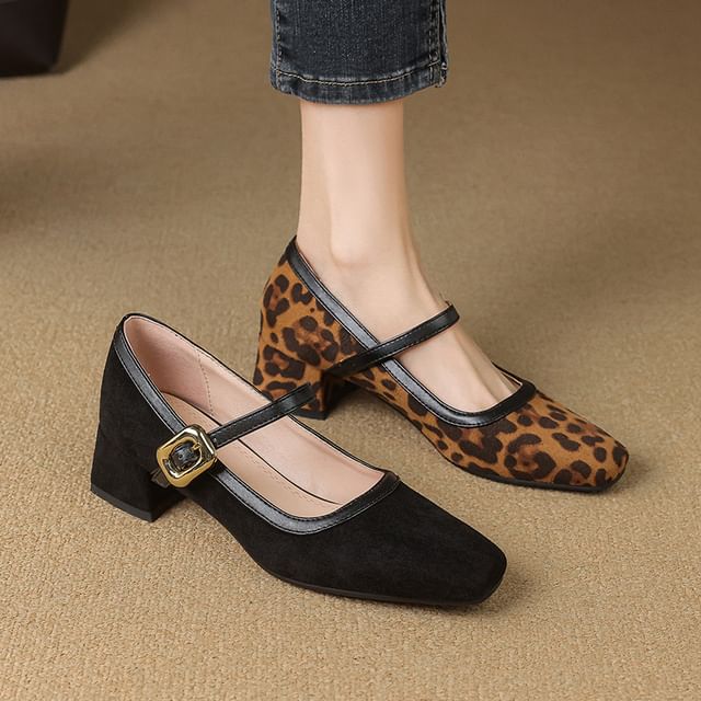 Cinnabelle-Square Toe Low Heel Mary Jane Pumps