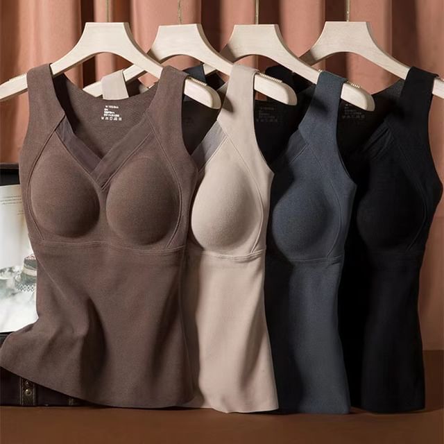 Wildery-V-Neck Plain Padded Tank Top