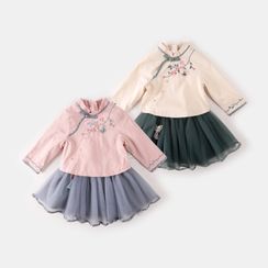 My Olie Baby - 小童中式套裝: 抓毛上衣 + 裙 My Olie Baby - 小童中式套裝: 抓毛上衣 + 裙