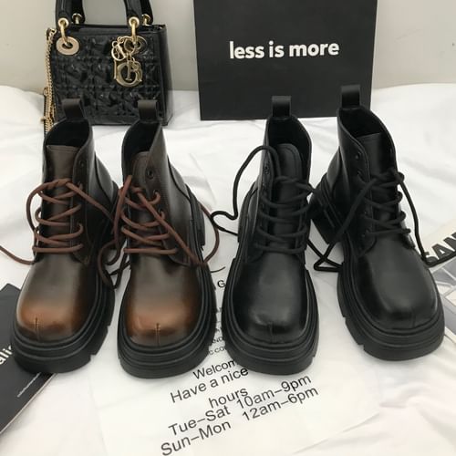 DURAC Lace Up Platform Short Boots YesStyle