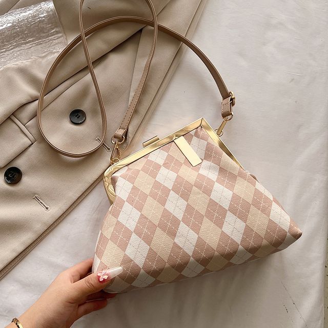 Lendrick - Faux Leather Argyle Crossbody Bag