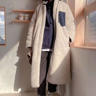 long sherpa jacket with hood