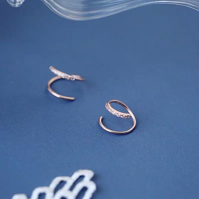 Hansha-Rhinestone Sterling Silver Earring