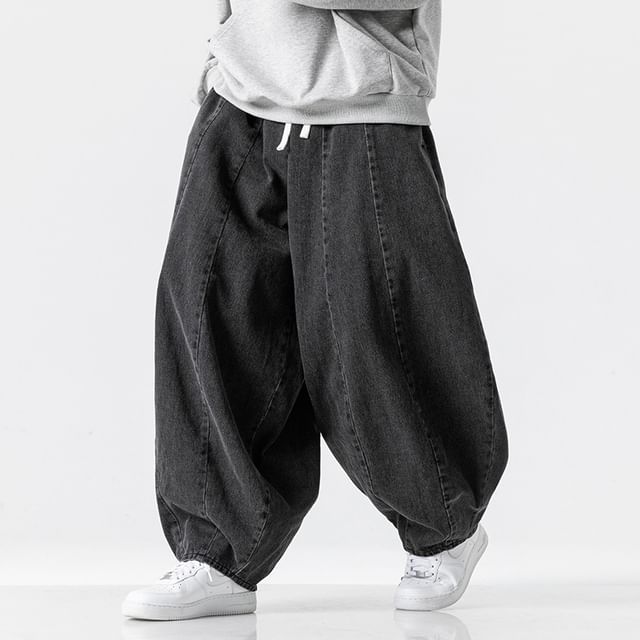 YIKES-Mid Rise Washed Harem Jeans