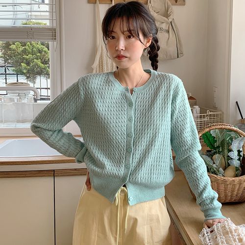 Pastel Cable-Knit Cardigan