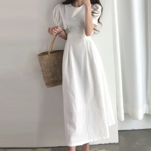 Roah - Puff-Sleeve Maxi A-Line Dress | YesStyle