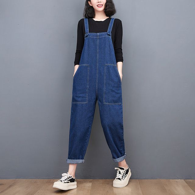 Sophie's World - Straight-Leg Cargo Denim Jumpsuit | YesStyle