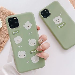 Cute Green Dinosaur Brown Bear iPhone Case for iPhone 7 8 plus se2 x xr xs  11 12 13 mini pro max –