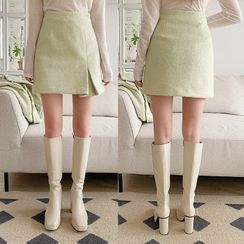 chuu - Slit-Hem A-Line Miniskirt