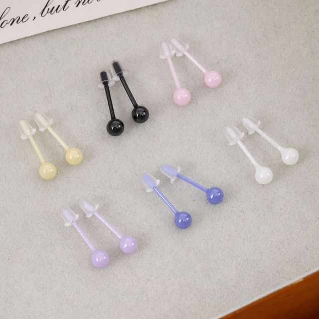 PANGU-Plain Ceramic Bead Stud Earring