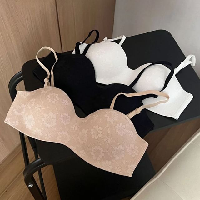 Gecko-Plain Lace Wireless Bra