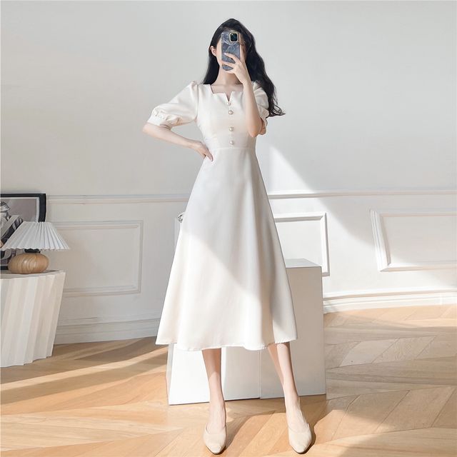 Darling Deer - Elbow-Sleeve Midi A-Line Dress | YesStyle Darling Deer - Elbow-Sleeve Midi A-Line Dress | YesStyle