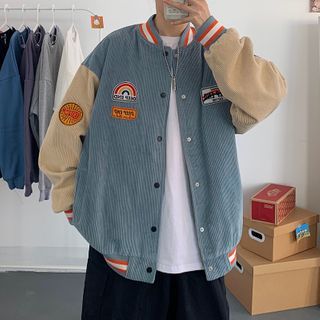 ROOSE - Corduroy Panel Baseball Jacket 